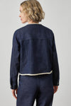 Sherpa Lined Jean Jacket Womens Jacket Dark Wash Blue A2