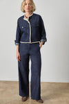 Sherpa Lined Jean Jacket Womens Jacket Dark Wash Blue A4