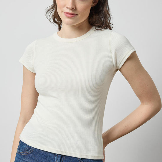 Ribbed Short Sleeve Crew Womens Top Rope A1
