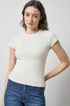 Ribbed Short Sleeve Crew Womens Top Rope A1