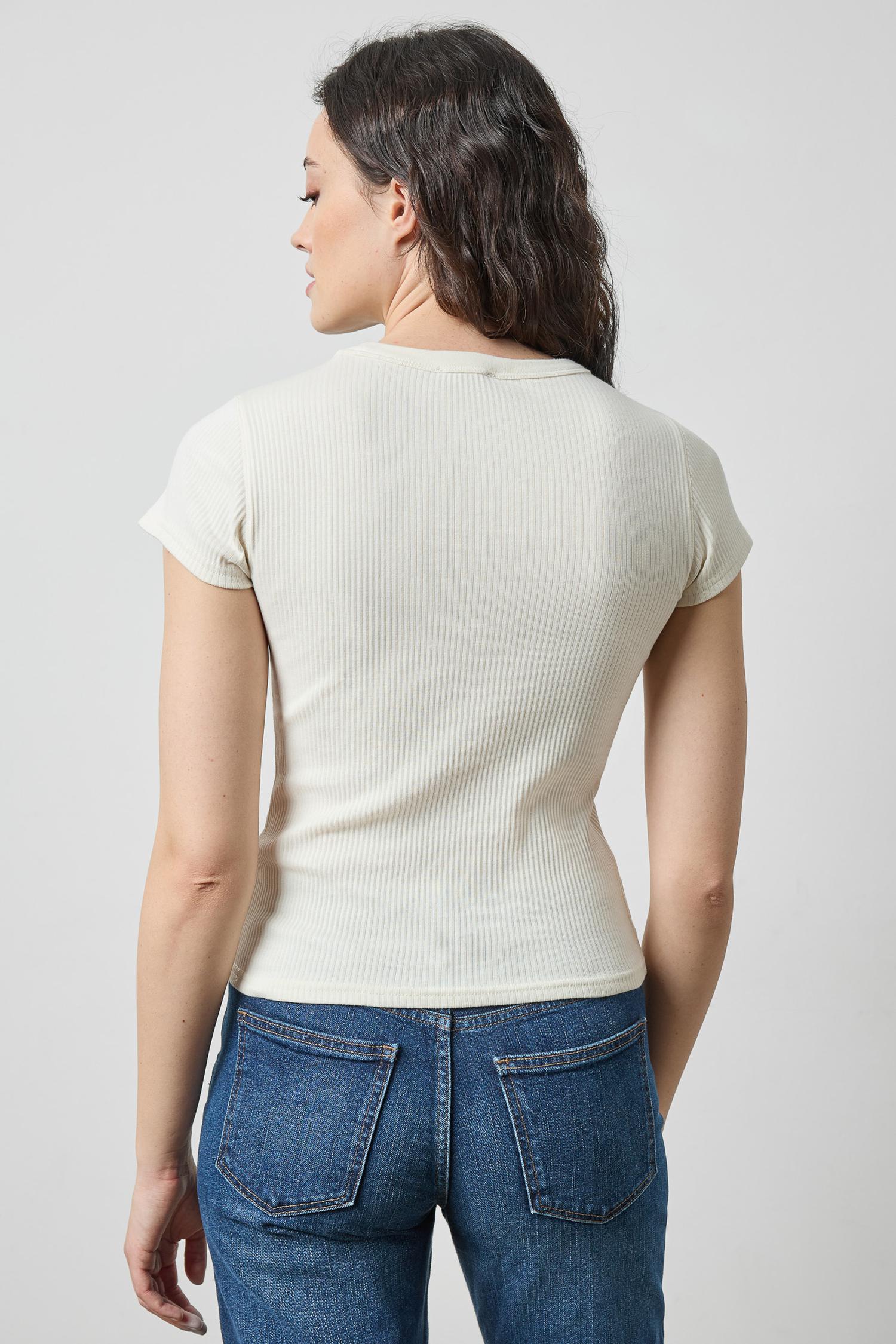 Ribbed Short Sleeve Crew Womens Top Rope A2