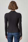 Ribbed Long Sleeve Mock Womens Top Black A2