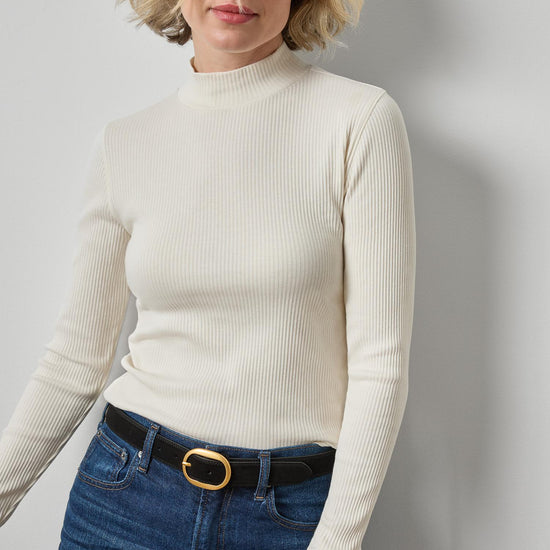 Ribbed Long Sleeve Mock Womens Top Rope A1