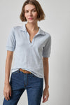 Elbow Sleeve Collared Split Neck in color Glacier Image A1