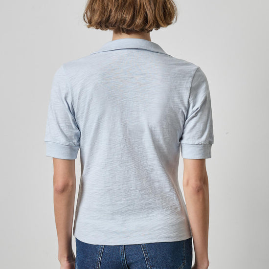 Elbow Sleeve Collared Split Neck in color Glacier Image A2