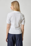 Elbow Sleeve Collared Split Neck in color White Image A2