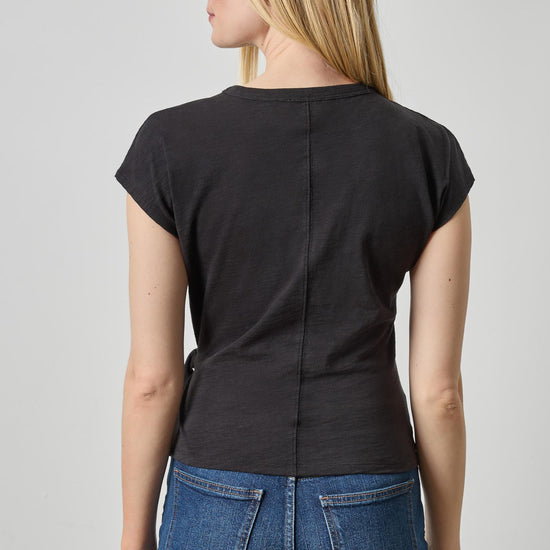 Tie Front Tee in color Black Image A2