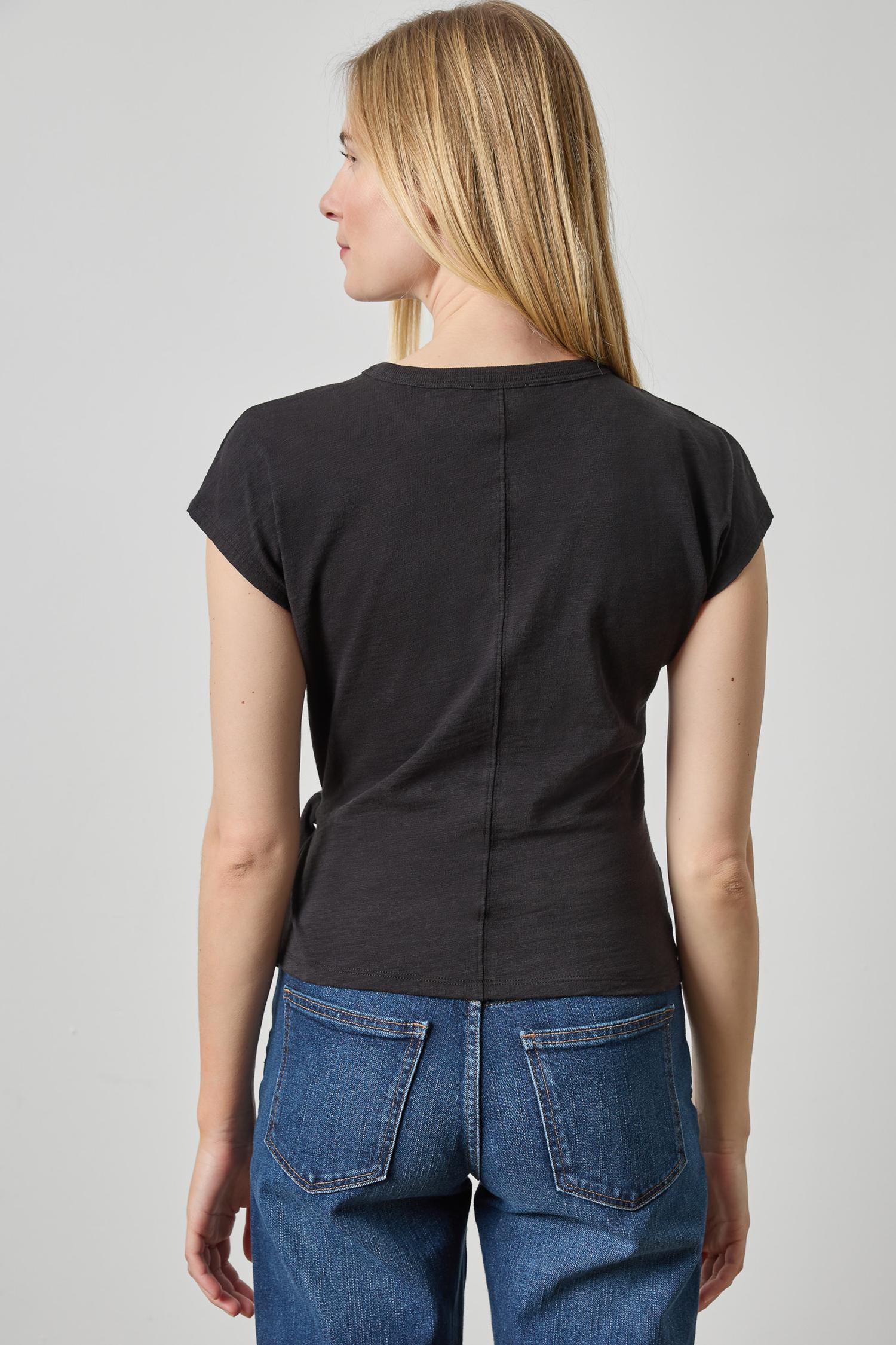 Tie Front Tee in color Black Image A2