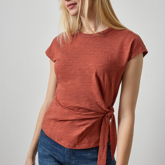 Tie Front Tee in color Henna Image A1