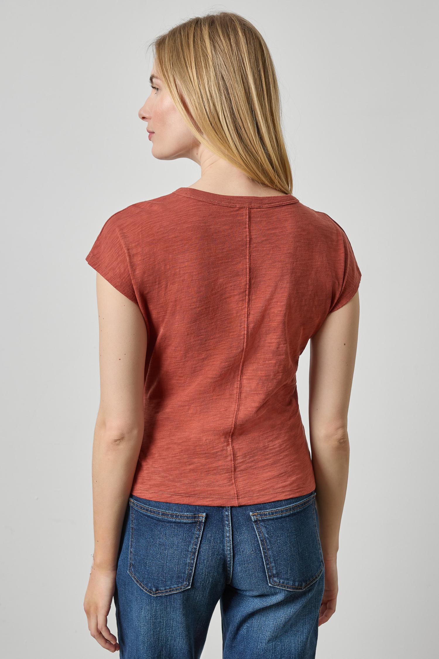 Tie Front Tee in color Henna Image A2