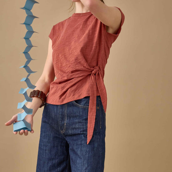 Tie Front Tee in color Henna Image C1