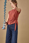 Tie Front Tee in color Henna Image C1