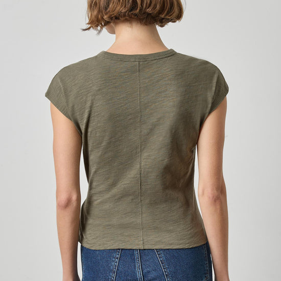 Tie Front Tee in color Olive Image A2