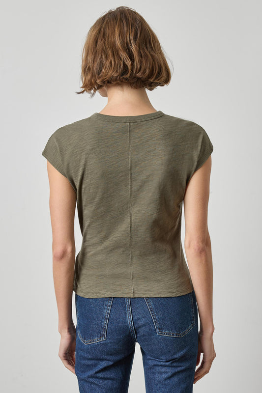 Tie Front Tee in color Olive Image A2