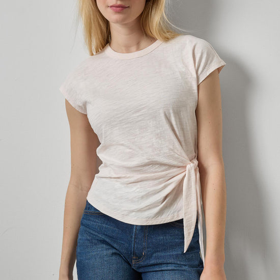 Tie Front Tee in color Tearose Image A1