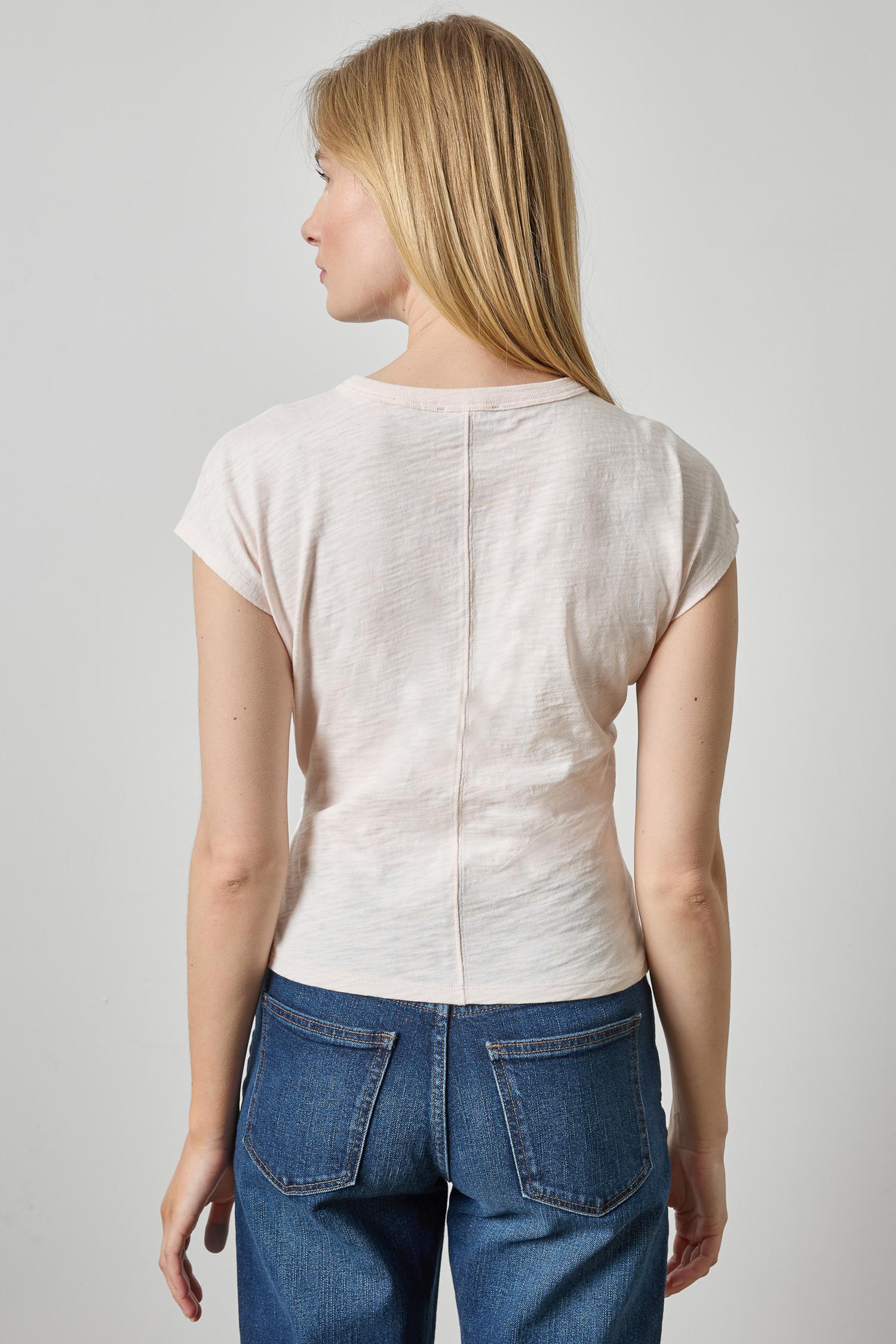 Tie Front Tee in color Tearose Image A2
