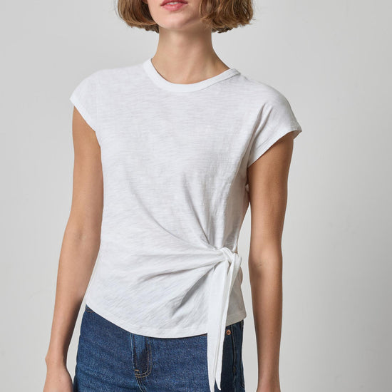 Tie Front Tee in color White Image A1