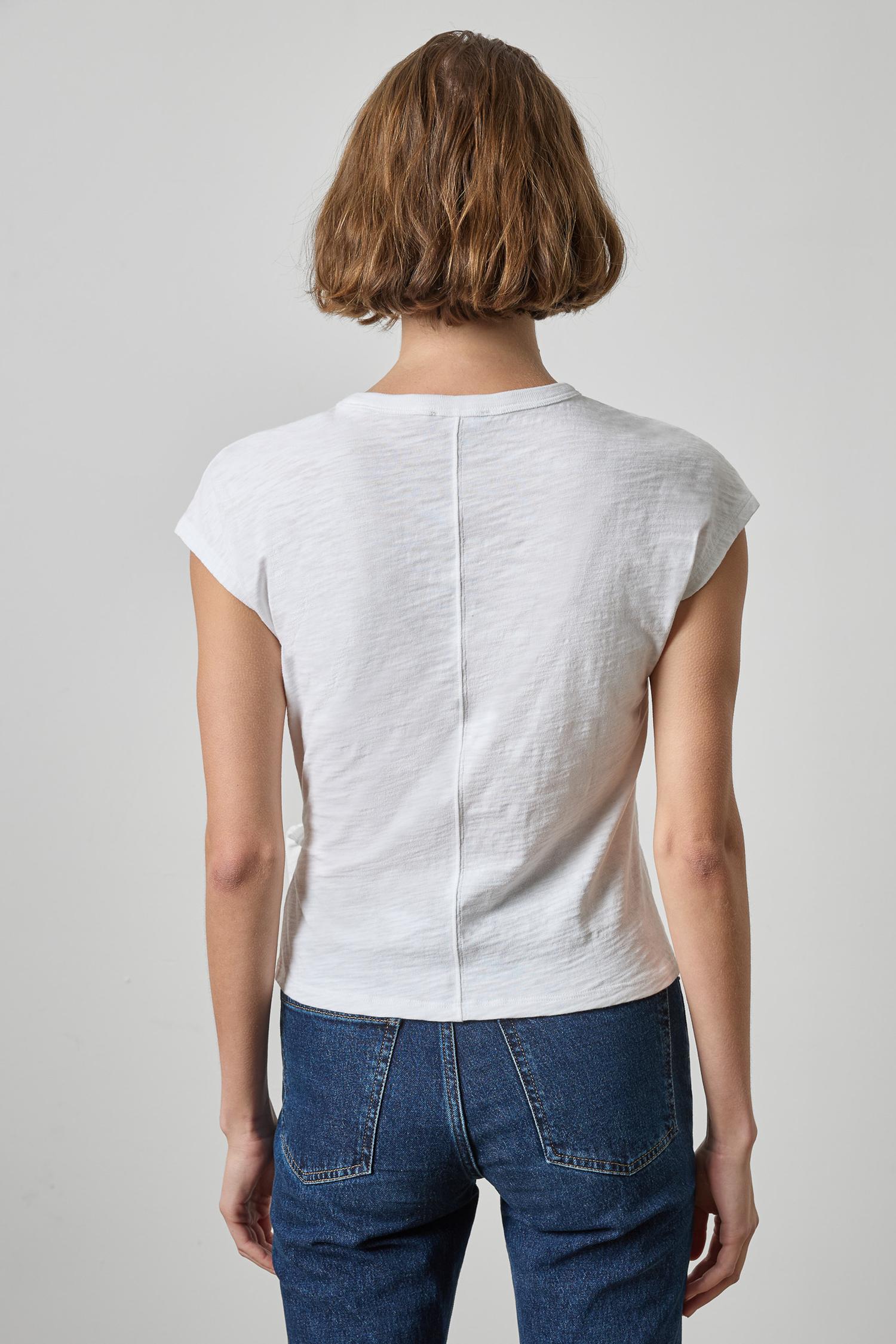 Tie Front Tee in color White Image A2