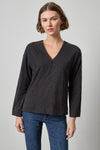 Keyhole Easy Cuffed Tee Womens Top Black A1