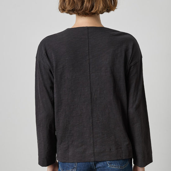 Keyhole Easy Cuffed Tee Womens Top Black A2
