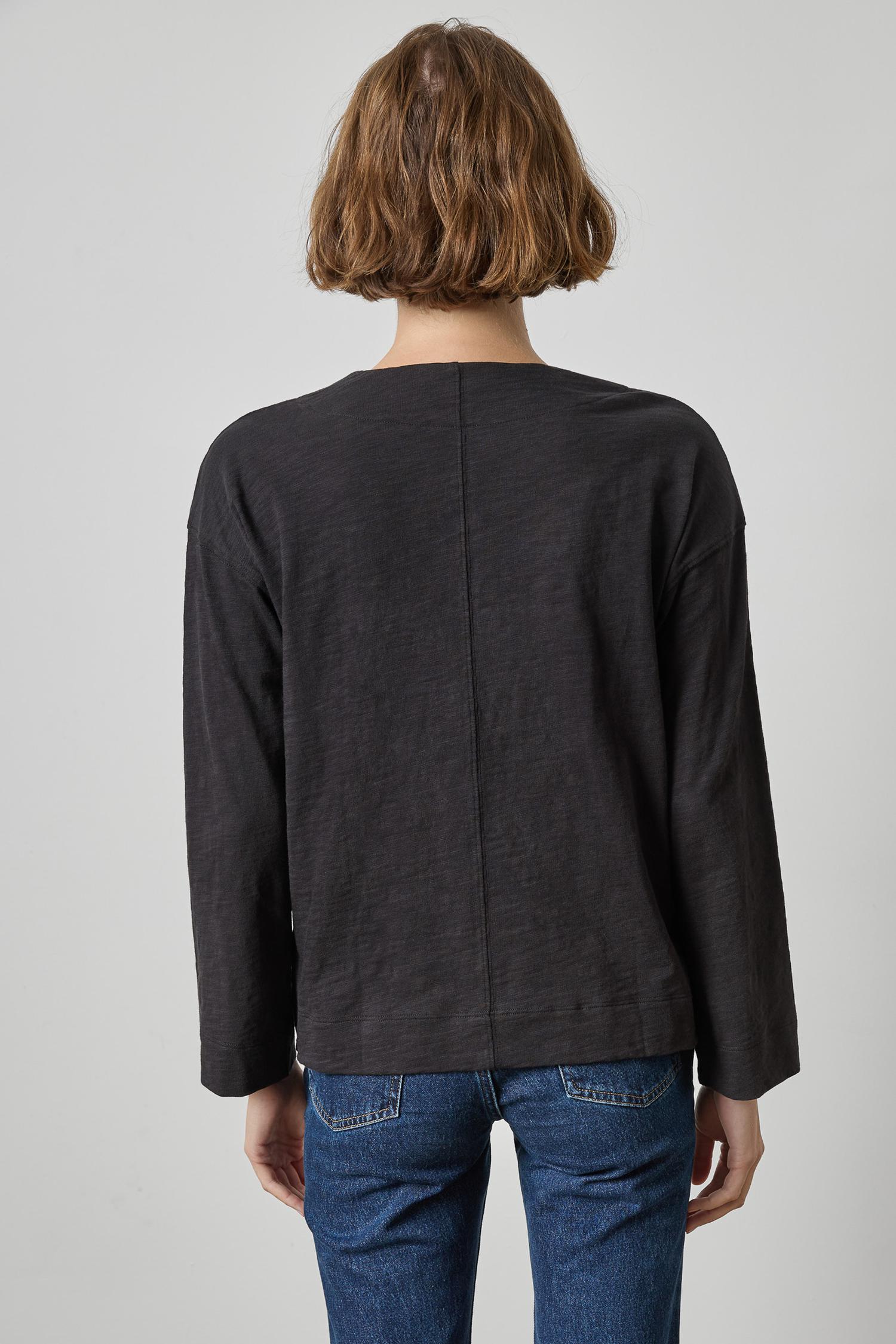 Keyhole Easy Cuffed Tee Womens Top Black A2