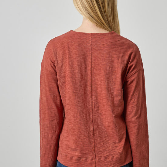 Keyhole Easy Cuffed Tee Womens Top Henna A2