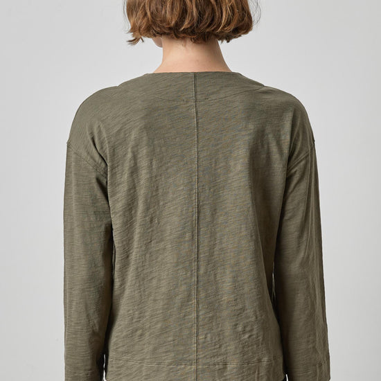Keyhole Easy Cuffed Tee Womens Top Olive A2