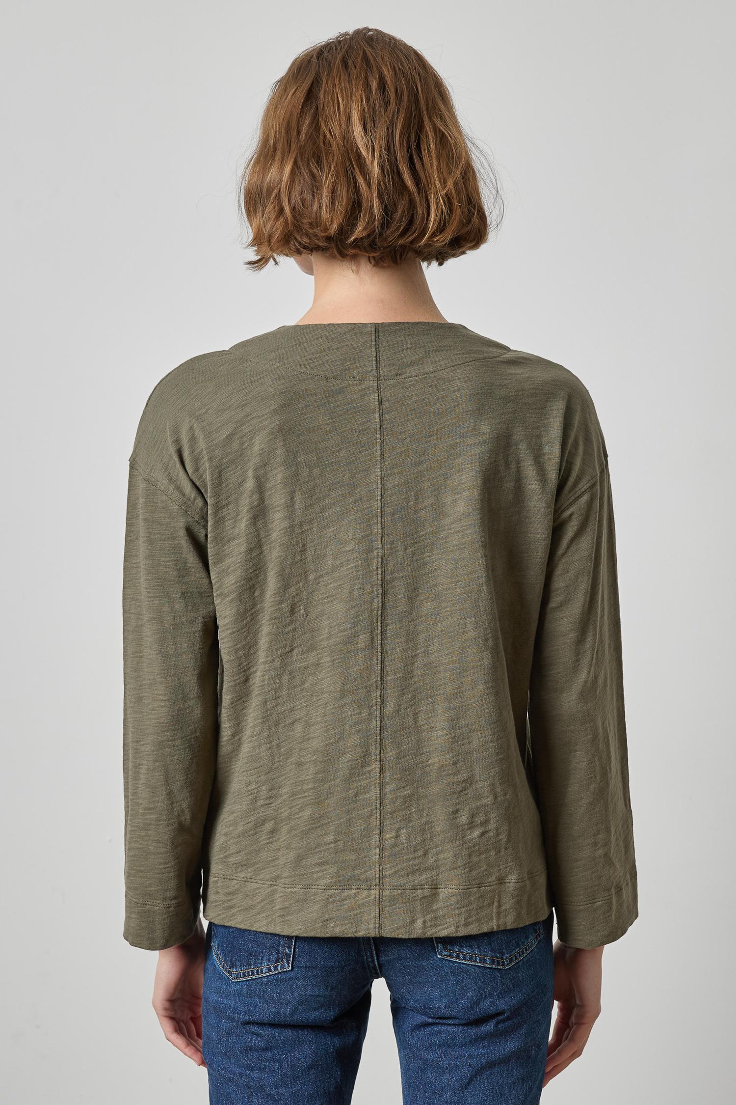 Keyhole Easy Cuffed Tee Womens Top Olive A2