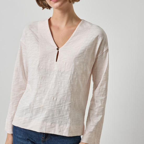 Keyhole Easy Cuffed Tee Womens Top Tearose A1