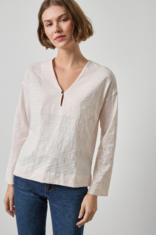 Keyhole Easy Cuffed Tee Womens Top Tearose A1
