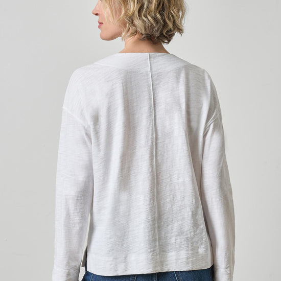 Keyhole Easy Cuffed Tee Womens Top White A2