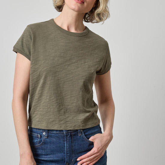 Boxy Cap Sleeve in color Olive Image A1