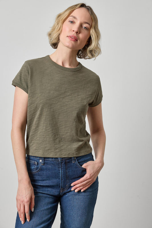 Boxy Cap Sleeve in color Olive Image A1