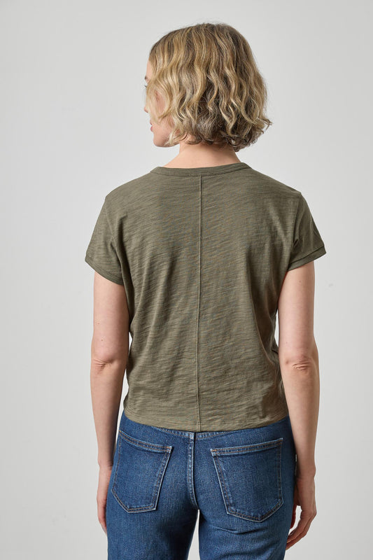 Boxy Cap Sleeve in color Olive Image A2
