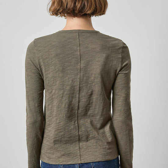 Long Sleeve Crewneck in color Olive Image A2