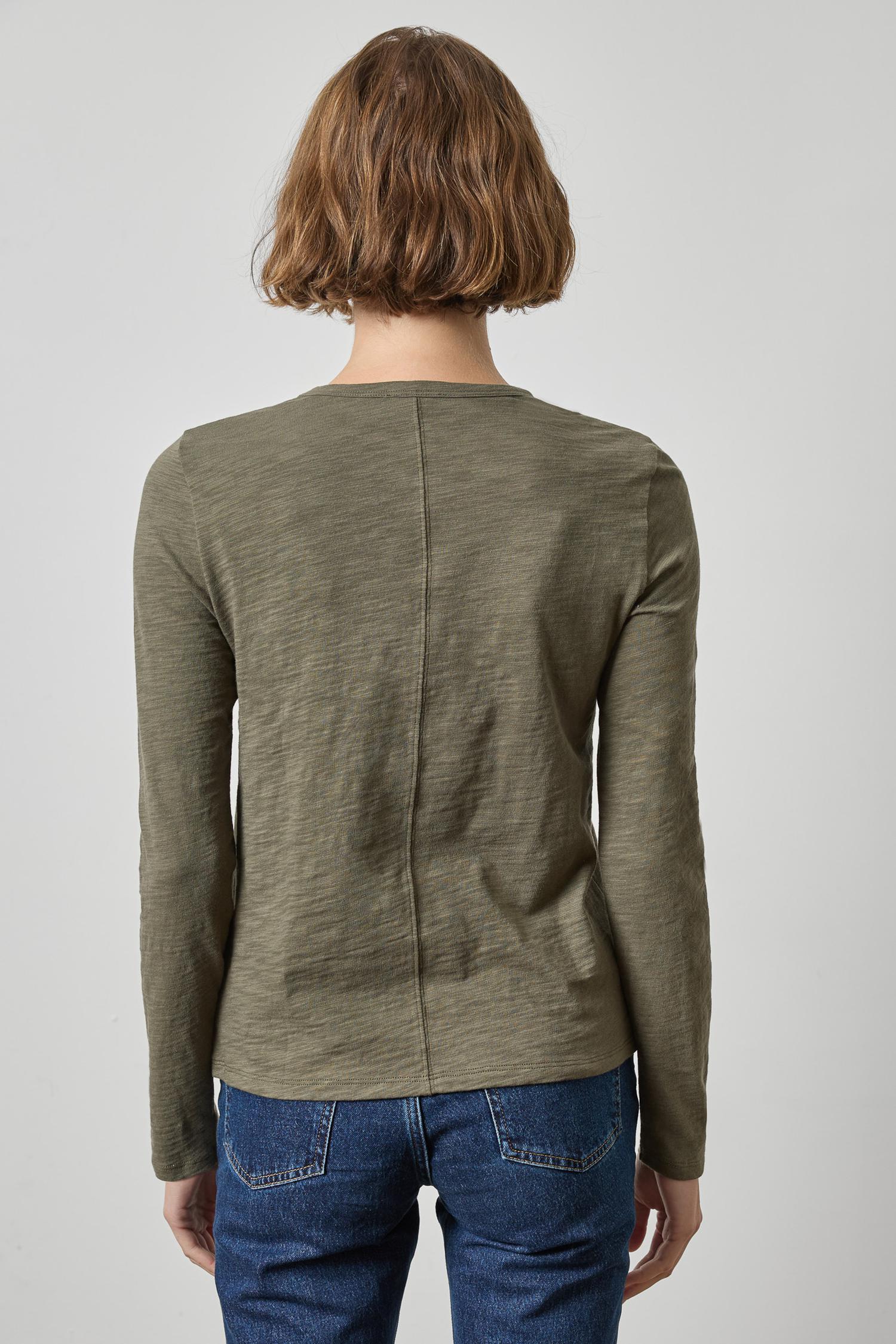 Long Sleeve Crewneck in color Olive Image A2