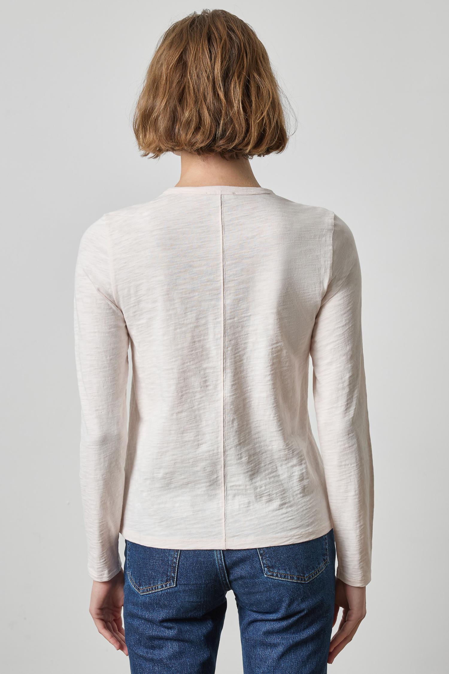 Long Sleeve Crewneck Womens Top Tearose A2