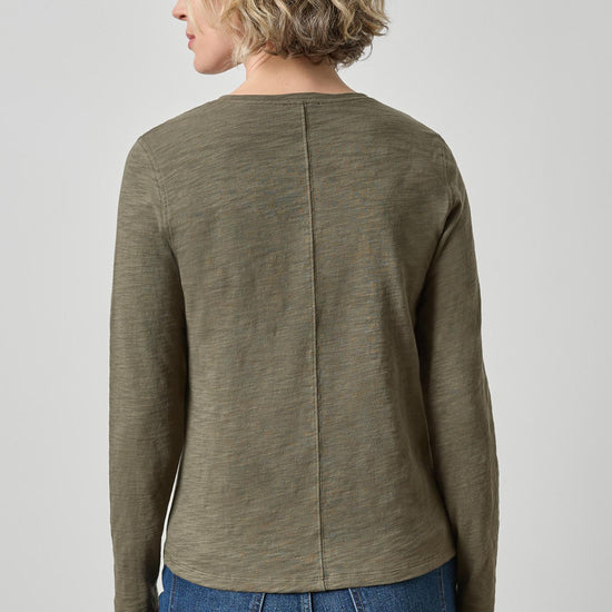 Long Sleeve V-Neck in color Olive Image A2
