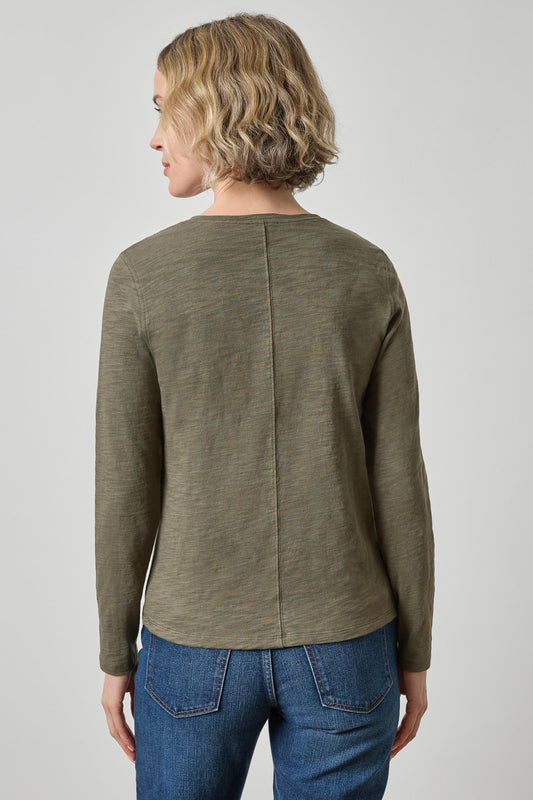 Long Sleeve V-Neck in color Olive Image A2