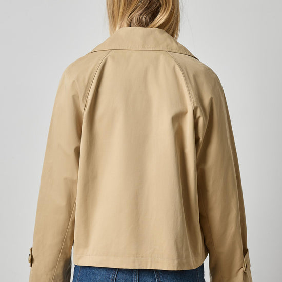 Double Breasted Short Trench Womens Jacket Khaki A2