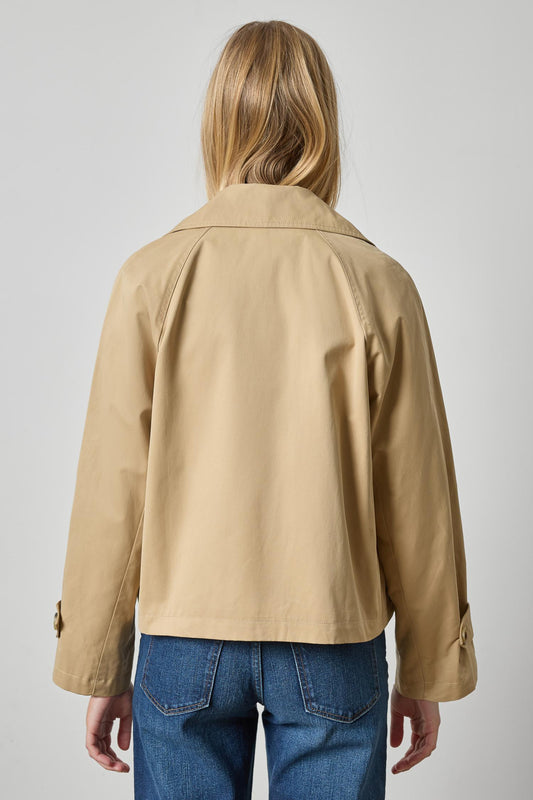Double Breasted Short Trench Womens Jacket Khaki A2