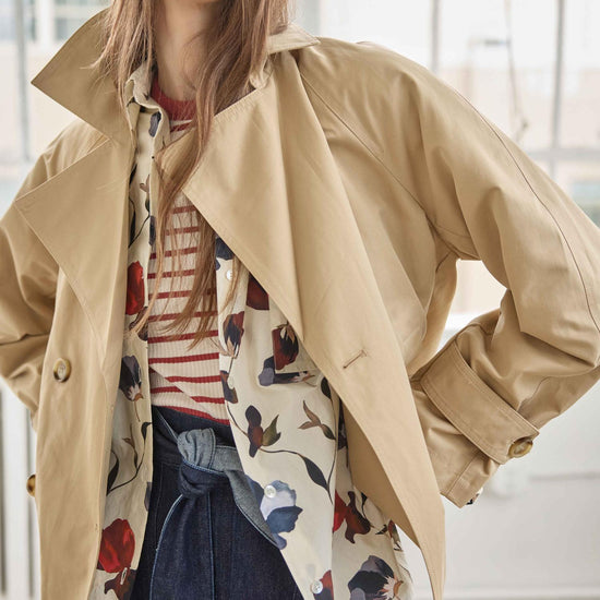Double Breasted Short Trench Womens Jacket Khaki C1