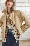 Double Breasted Short Trench Womens Jacket Khaki C1