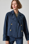 Double Breasted Short Trench Womens Jacket Navy A1