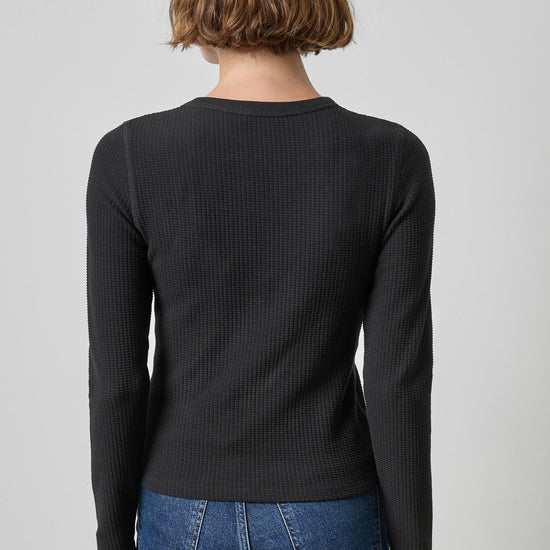 Slim Long Sleeve Crew Womens Top Black A2