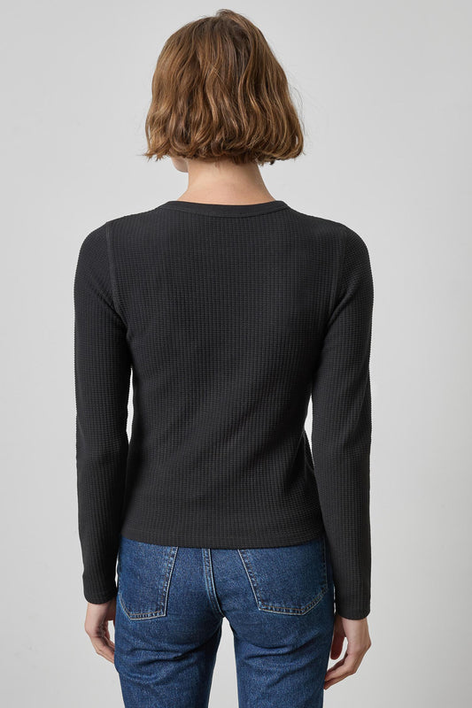 Slim Long Sleeve Crew Womens Top Black A2