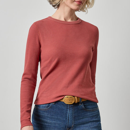 Slim Long Sleeve Crew Womens Top Henna A1