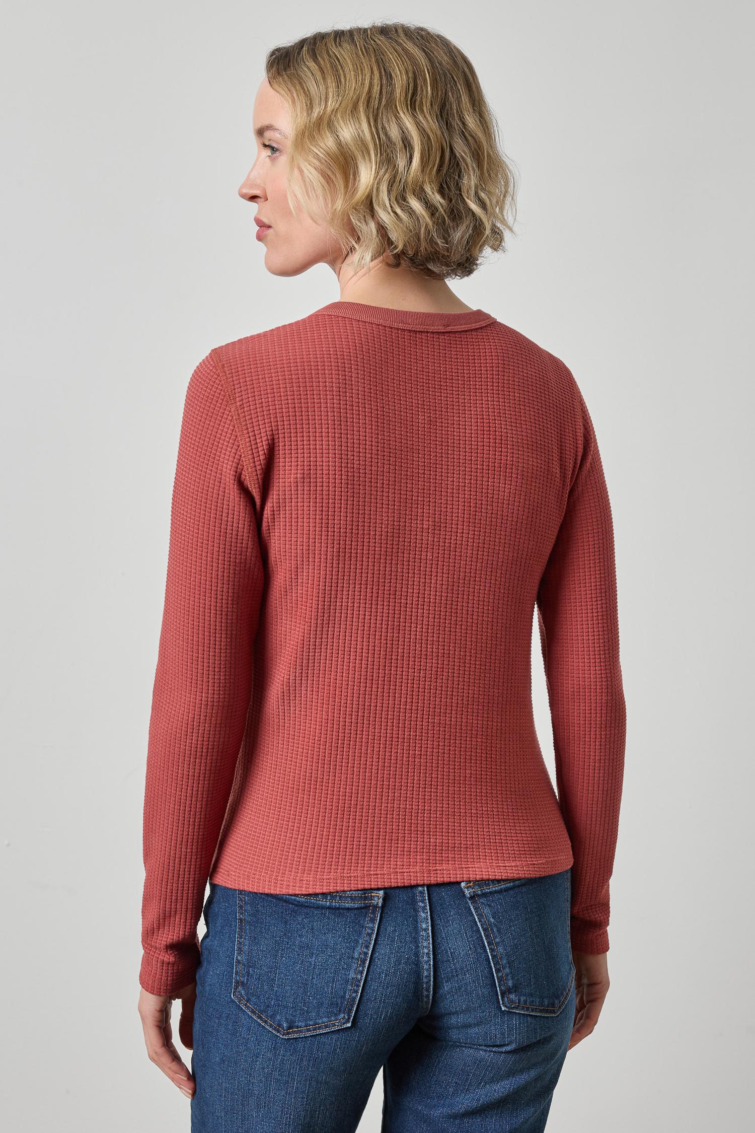 Slim Long Sleeve Crew Womens Top Henna A2