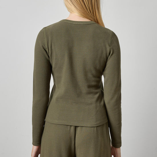 Slim Long Sleeve Crew Womens Top Olive A2