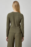 Slim Long Sleeve Crew Womens Top Olive A2